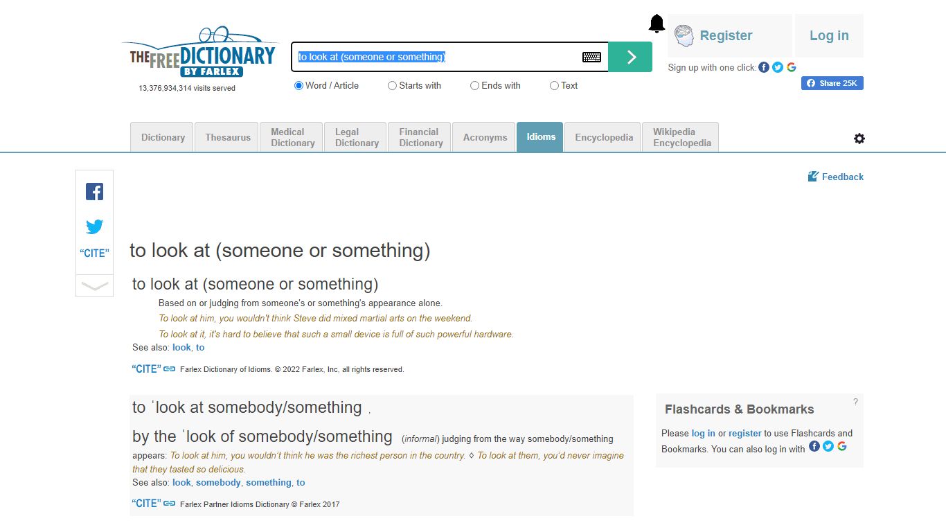 To look at (someone or something) - Idioms by The Free Dictionary